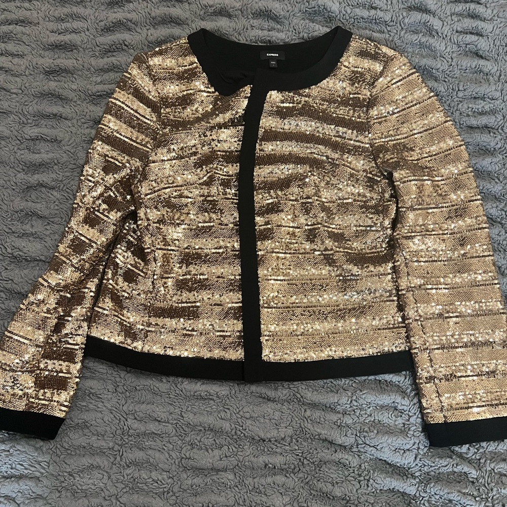 Express Tipped Sequin Striped Jacket - image 1